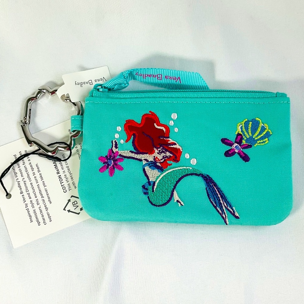 🐠Vera Bradley Ariel Floral Zip ID Case Little Mermaid Disney Spring Break